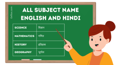 subject name in english and hindi